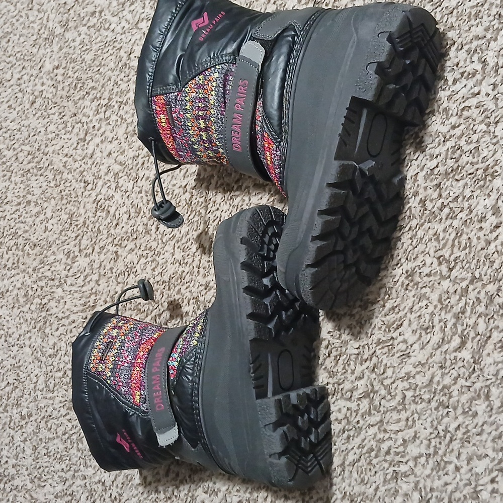 DREAM PAIRS Little Kid Kamick Grey Multi Mid Calf Waterproof Winter Snow Boots - Picture 6 of 16